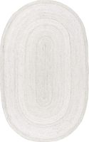 Tapis ovale blanc en jute pour intérieur, tapis en fibres naturelles durables pour salle à manger, chambre, entrée