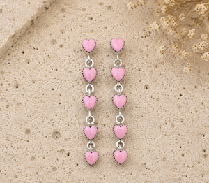 Pendientes Largos de Concha Rosa, Joyería Artesanal de Concha Plateada, Pendientes Bohemios del Suroeste para Mujer, Regalo - Product Image 1