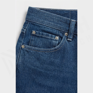 Jean en denim coupe droite délavé foncé pour homme, taille mi-haute, coupe classique, en coton, style décontracté, pantalon d'automne - Product Image 5