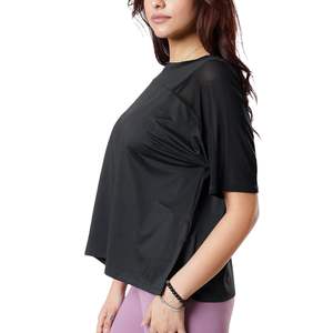 T-shirt femme printemps automne coupe ample pull-over couleur unie brodé streetwear décontracté - Product Image 2