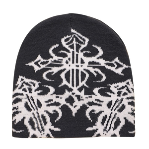 Bonnet tricoté personnalisé jaune avec croix, style gothique, streetwear, surdimensionné, hiver, unisexe, vente en gros - Product Image 2