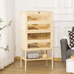 Gabbia per Criceti a 5 Piani in Legno con Parte Superiore e Porta Frontale Apribili, Habitat per Topi e Rifugio per Ratti con Ripiano Portaoggetti - Product Image 2