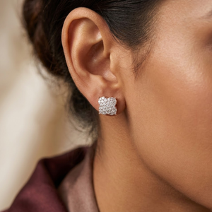 ต่างหูเพชรแท้ทรงกลม 0.60 กะรัต สำหรับผู้หญิง ทำจากทองคำขาว 14K |   ของขวัญเครื่องประดับทรงสี่เหลี่ยมคลาสสิก - Product Image 1