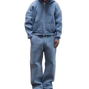 Survêtement personnalisé en coton biologique Survêtements de sport surdimensionnés Vente en gros Ensembles de pantalons sweats à capuche zippés vierges de haute qualité - Product Image 1