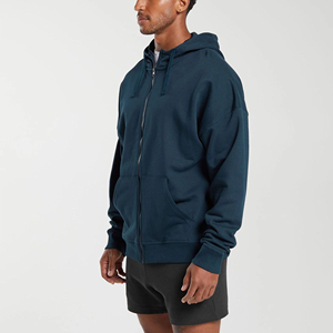 Sweat à capuche zippé surdimensionné pour homme, en coton épais doublé polaire, respirant, chaud, doux et confortable, style streetwear hiver, OEM - Product Image 2