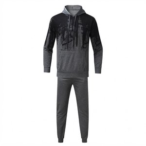 High Selling Custom Men's Hooded Tracksuit Set Digital <b>Print</b> Polyester Cotton Knitted Breathable Casual Autumn Wear Active wear - Product Image 1