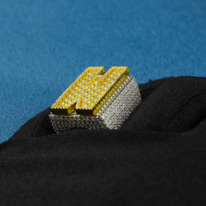 Custom Letter Logo Iced Out Vvs <strong>Moissanite</strong> Hip Hop <strong>Ring</strong> Pass Diamond Test 925 Silver 18K Rose Gold Plated Fine Jewelry <strong>Rings</strong> <strong>Men</strong> - Product Image 2