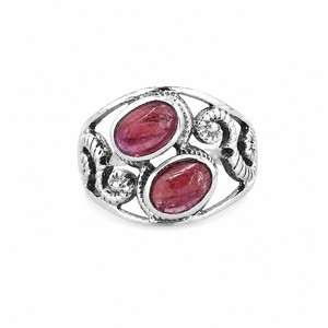Anillo de Plata de Ley 925 con Turmalina Rosa Ovalada Natural, Engastado en Bisel, Certificado por GIA, Estilo Boho, para Mujer, de Heaven Crafts, para el Mes de Octubre - Product Image 1