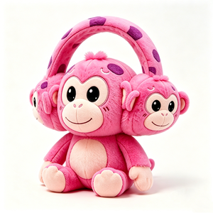 Peluche de mono para niños con auriculares. Adorable mono de peluche con orejeras. - Product Image 2