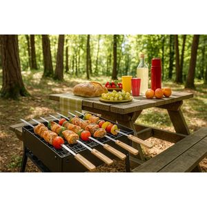 Set di 16 Spiedini Brasiliani per Barbecue G F, Bastoncini per Kabob in Acciaio Inox da 17 Pollici con Lame Piatte e Manici in Legno Duro, Utensili per BBQ Riutilizzabili - Product Image 2