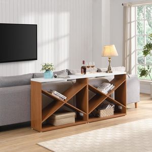 70.87-Inch X-Shape Detachable Farmhouse <b>Console</b> <b>Table</b> for Entryway Living Room Foyer Hallway ExtraLong <b>Storage</b> <b>Console</b> <b>Table</b> - Product Image 3