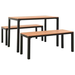 ชุดรับประทานอาหารในสวนสีน้ำตาลและสีดำ เหล็กและไม้ผสมพลาสติก - Product Image 2