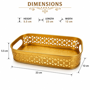 Juego de 2 bandejas de servir redondas decorativas de metal dorado, bandejas de presentación de lujo para mesa, para el hogar, hotel, restaurante, fiestas - Product Image 3
