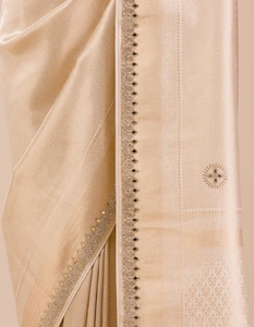 Sari de Seda Dorada con Pedrería Tradicional para Mujer KV, Reversible, de Secado Rápido, Antiarrugas, Blusa Sin Costuras, para Fiestas de Otoño, K V - Product Image 5