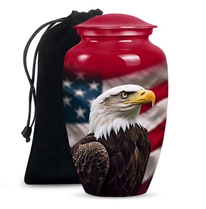 American Flag Bald Eagle Cremation Urn <b>for</b> Adult Human <b>Ashes</b> Decorative Funeral Urns Metal Memorial <b>Keepsake</b> Jar - Product Image 6