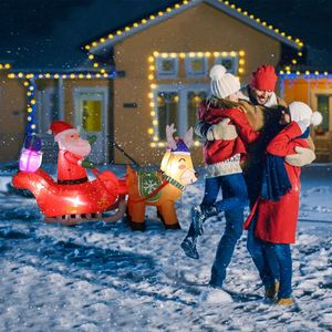 Decorazioni Natalizie da Giardino Gonfiabili: Carrozza con 8 Renne LED e Babbo Natale, 7 Piedi - Product Image 2