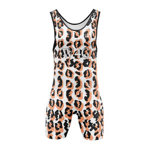 Vêtements d'arts martiaux personnalisés imprimés, légers, respirants, extensibles, en spandex et polyester, avec col rond, justaucorps de lutte - Product Image 5