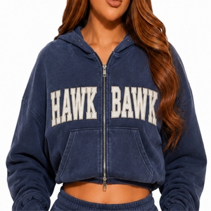 Custom Women's Zip Up Crop Hoodie Shorts <b>Set</b> Zip Hoodie Matching <b>Set</b> Comfort Fit Custom Two Piece <b>Set</b> For Women Crop Hoodie - Product Image 4