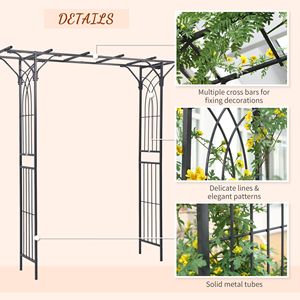 Elegante Arco da Giardino in Acciaio Marrone da 82 Piedi con Decorazioni Naturali Regolabili e Portatili per Matrimoni e Giardini - Product Image 5