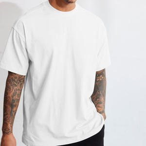T-shirts surdimensionnés de couleur unie pour hommes, tendance, vente en gros, 100% coton - Product Image 3