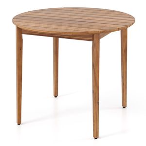 Tavolo da Pranzo Rotondo in Legno di Acacia da 36 Pollici per 4 Persone, per Uso in Giardino o Patio - Product Image 4