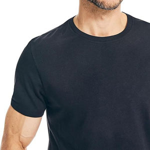 Men's Black Short Sleeve O-Neck T-<b>Shirt</b> Regular Fit 100% Cotton Jersey Knitted Casual Solid Color Blank Design - Product Image 3