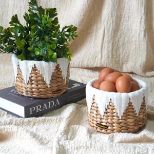 Cesta organizadora de jacinto de agua tejida a mano, cesta de almacenamiento hecha a mano, venta al por mayor, ecológica, hecha en Vietnam - Product Image 2