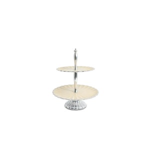 Support à gâteau rond en métal avec finition dorée, base décorative faite à la main - Product Image 6