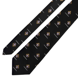 Corbata Formal Masónica de Lujo Past Master, de Poliéster Negro, con Bordado Personalizado y Estampado Floral - Product Image 4