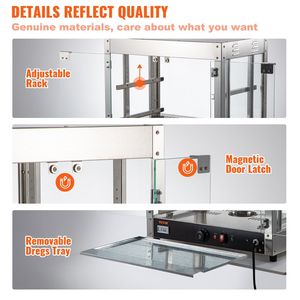 Scaldapizza Commerciale a 2 Livelli 800W con Display, Riscaldamento 3D, Illuminazione a 3 Colori, Ventola Inferiore, Attrezzatura da Banco per Mantenere Calde Pasticcerie e Dolci - Product Image 6