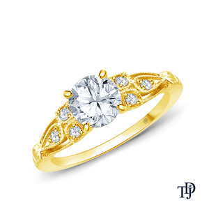 Bague de fiançailles en or 10 carats style Milgrain vintage avec diamant de laboratoire central, vente en gros et au détail OEM - Product Image 4