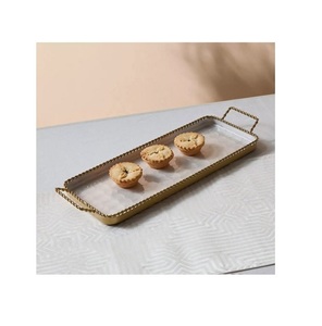 Round Shape Serving <b>Tray</b> Stainless Steel Chocolate <b>Tray</b> With Exclusive Quality Serving Food <b>Tray</b> In Silver And <b>White</b> Color - Product Image 5