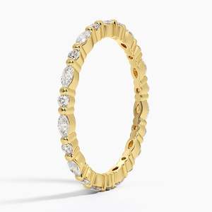 Anillo de Eternidad con Moissanita de Corte Marquesa y Redondo, Diamantes Cultivados en Laboratorio Certificados por IGI, Oro Amarillo, Formas Mixtas, Anillo de Boda de Eternidad Completa - Product Image 2
