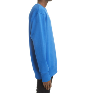 เสื้อสเวตเชิ้ตคอกลมทรงโอเวอร์ไซส์สำหรับผู้ชาย สีน้ำเงินล้วน ทรงปกติ ผ้าถัก 100% คอตตอน สวมใส่สบายๆ ในฤดูใบไม้ร่วง - Product Image 2