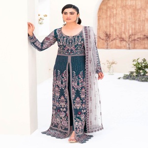 Organza Brodé Pakistanais Panjabi Robes pour femmes sur Organza Trois Pièces costumes Pakistanais Designers par Ramsha Vol M-8 - Product Image 6