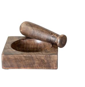 ชุดครกสากไม้ดีไซน์ชนบทแบบพรีเมี่ยมรูปทรงใหม่พร้อมผิวสำเร็จธรรมชาติสำหรับการบดสมุนไพรในครัวที่ใช้งานง่ายทนทาน - Product Image 1