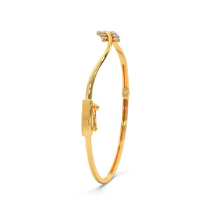 Brazalete con diseño de hoja ondulada inspirado en la naturaleza, con cierre de diamante - Product Image 3