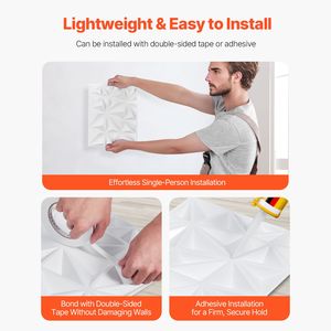 Set di 33 Pannelli 3D in PVC 11,81 X 11,81 Piastrelle Diamantate Minimaliste Moderne, Copertura 32 Piedi Quadrati, Decorazione Interna Effetto Marmo - Product Image 6