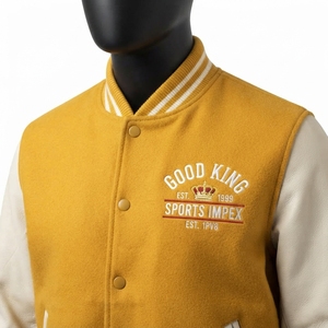 High Street <b>Leather</b> Sleeves Letterman Varsity Breathable Winter <b>Long</b> Sleeves Baseball <b>Jacket</b> for Men - Product Image 6