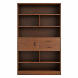 Contemporary Teak <b>Wood</b> Multi Cube Cabinet featuring Dual Center Drawers - Product Image 2