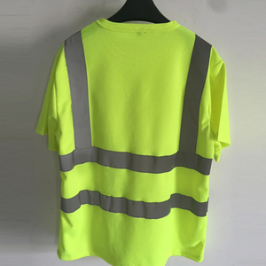 Men Hi Vis Yellow Short Sleeve Shirts Reflective Work Wear Safety Shirt Strip Security Construction High Visibility T Shirt - Product Image 4