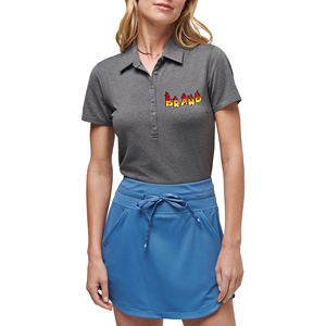 Custom 3D Puff Printed Logo 6 Button Pique Fabric Women's for T-<b>shirt</b> Solid Grey Color Breathable Short Sleeve Summer 100% - Product Image 1