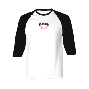 T-shirt décontracté en coton à manches raglan 3/4 pour homme Baba BB Logo, col rond, impression numérique sur le devant, coupe classique, écologique - Product Image 6
