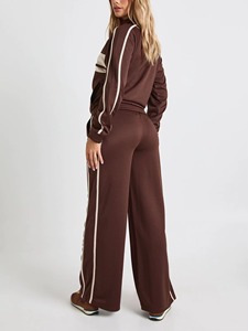 Ensemble de survêtement décontracté pour femme avec capuche, taille élastique et pantalon de jogging ample pour un look sportif hivernal 100% coton - Product Image 4