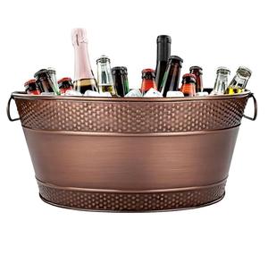Bac à Boissons Galvanisé pour Fêtes, Seau à Boissons Ovale avec Poignées, Finition Cuivre Colt, Seau à Vin pour la Maison - Product Image 1