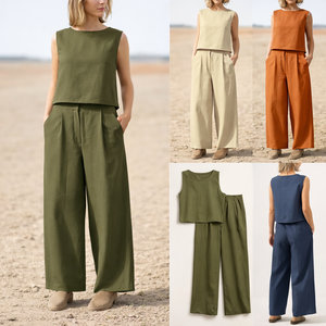 Conjuntos de Dos Piezas para Mujer en Oferta, Logotipo Personalizado, Cuello Halter, Sin Mangas, Pijama, Conjunto de 2 Piezas, Conjuntos de Ropa para Niñas al por Mayor - Product Image 1