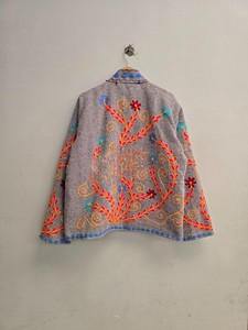 Handcrafted Traditional Indian Rajasthani Kantha Work Embroidered Ethnic Full Sleeve Winter Wear Cotton <b>Jacket</b> for Women - Product Image 3