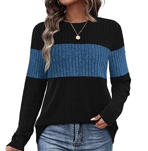Suéter Cardigan Térmico Cálido de Dos Colores con Cuello Redondo y Tejido Jacquard para Mujer, Ropa de Invierno, Suéter Oversize con Tejido de Canalé para Otoño - Product Image 1