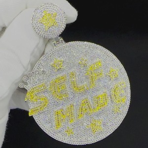 Collar con Colgante de Letra Redonda con Diamantes, Chapado en Rodio, Hecho a Mano, Edición Limitada, para Hombres, Ideal para Fiestas - Product Image 2