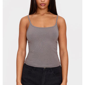 Débardeur élégant sans manches pour femme en coton doux, idéal pour l'été, la gym, le yoga et la course à pied, avec décoration en dentelle - Product Image 2